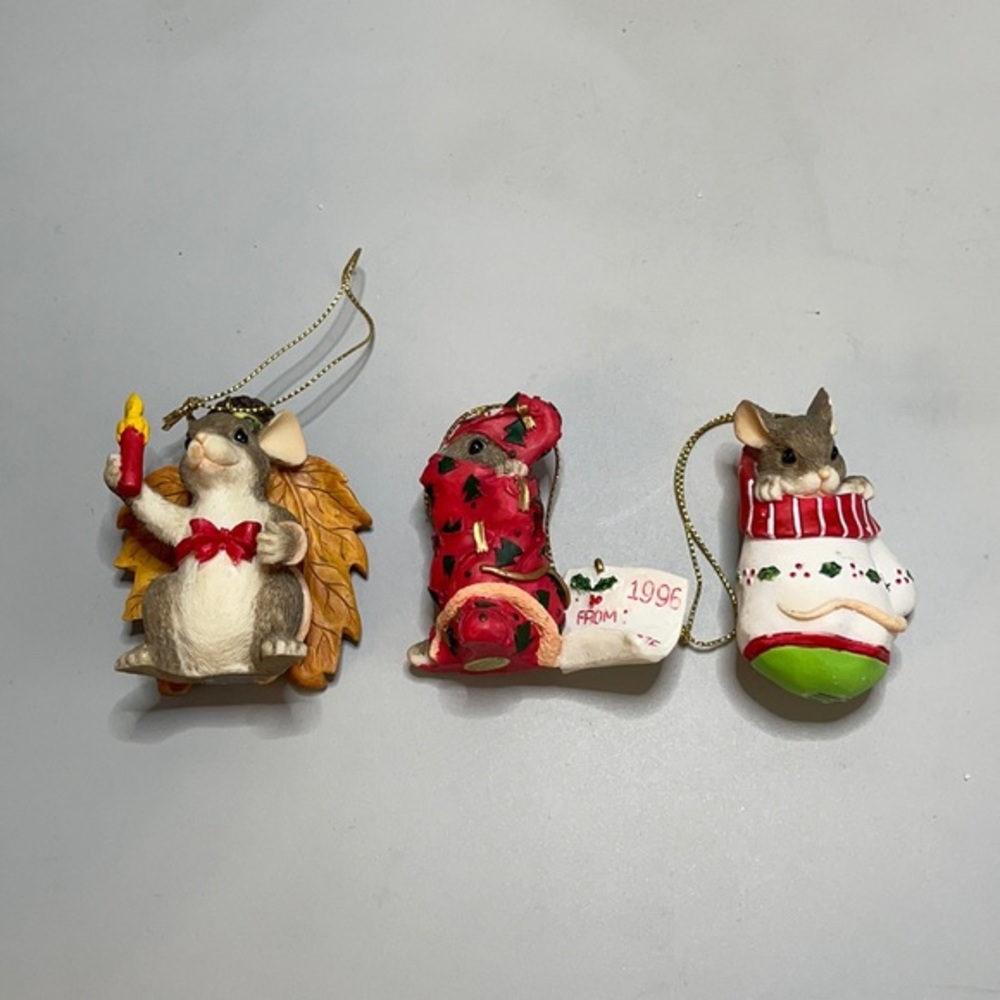 Charming Tails Set of Three Christmas Ornaments